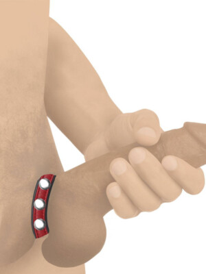 cock gear leather speed snap cock ring red