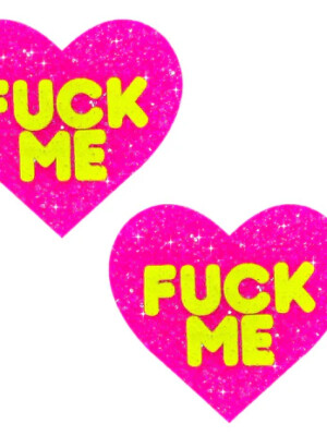f*ck me blacklight neon super sparkle nipple cover pasties pink glitter