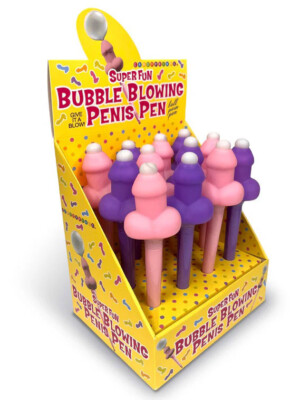 super fun penis bubble blowing penis pen display of 12ct