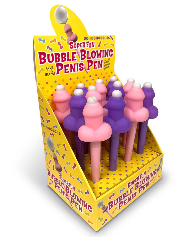 super fun penis bubble blowing penis pen display of 12ct