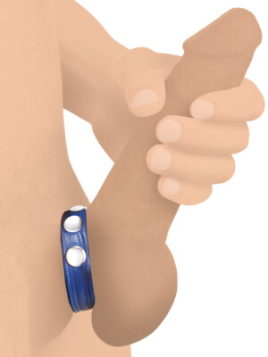 cock gear leather speed snap cock ring blue