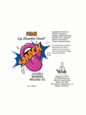 smack warming and lickable massage oil peach 2 oz smack warming and lickable massage oil peach 2 oz