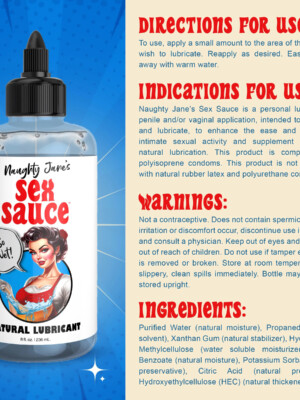 naughty jane's sex sauce natural lubricant 8oz