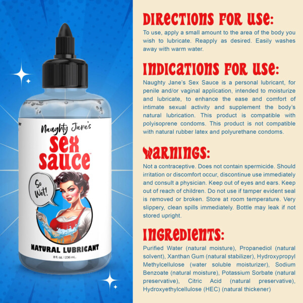 naughty jane's sex sauce natural lubricant 8oz