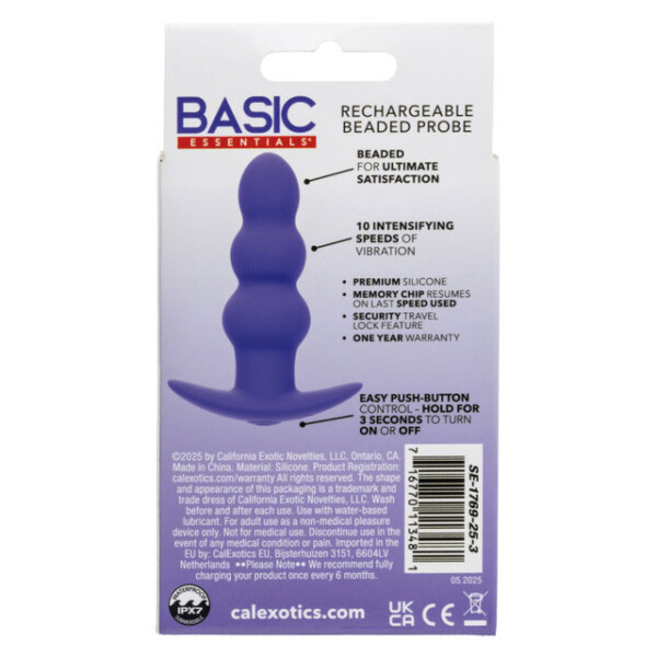 basic essentials rechargeable beaded probe purple