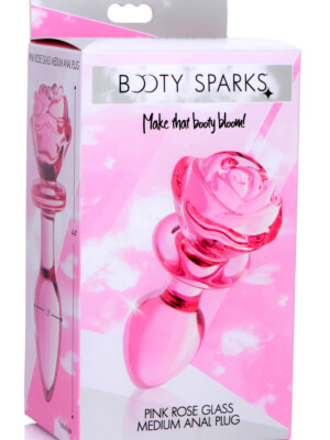 pink rose glass anal plug medium