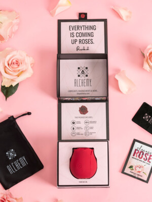 alchemy rosebud luxury air pulse massager red