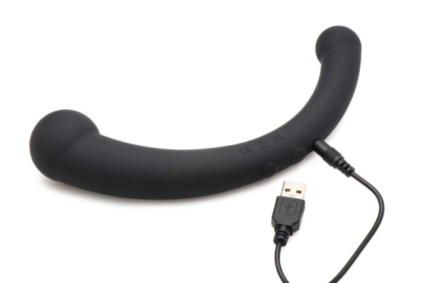 10x vibra crescent silicone dual ended dildo black