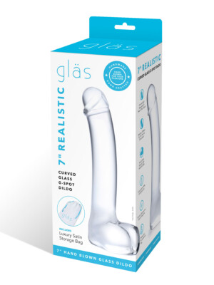 7 inch realistic curved glass g spot dildo clear