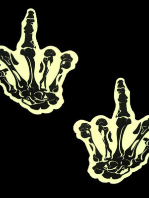 fuck you glow in the dark skeleton hand nipple cover pasties fuck you glow in the dark skeleton hand nipple cover pasties