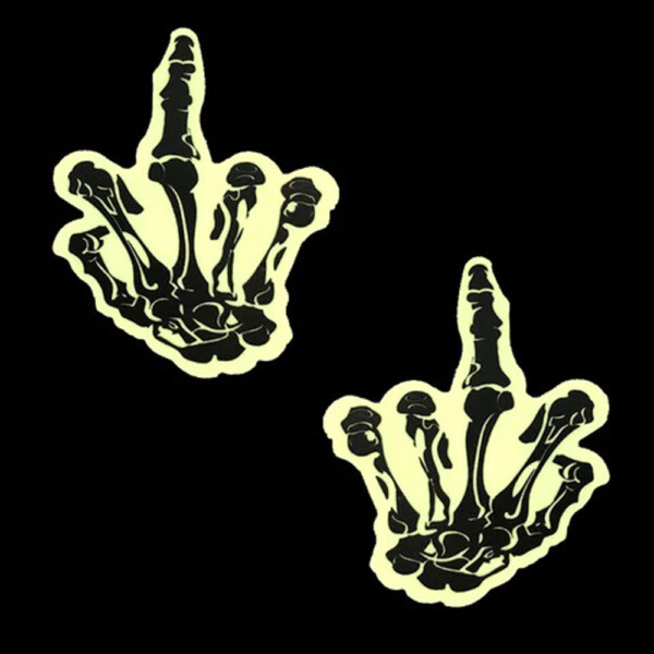 fuck you glow in the dark skeleton hand nipple cover pasties fuck you glow in the dark skeleton hand nipple cover pasties