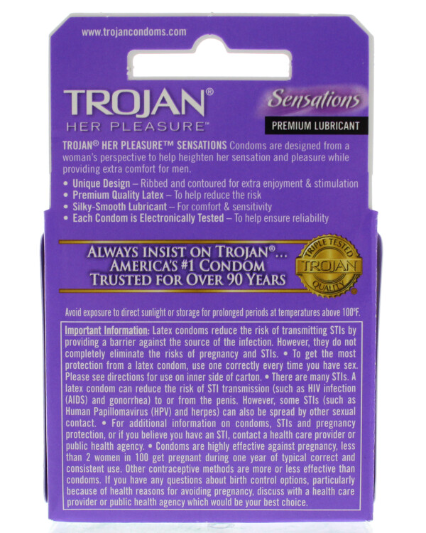 trojan her pleasure sensations lubricated condoms 3 pack