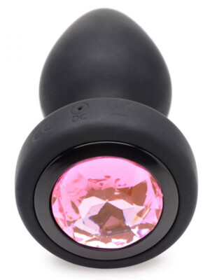 28x silicone vibrating pink gem anal plug with remote small