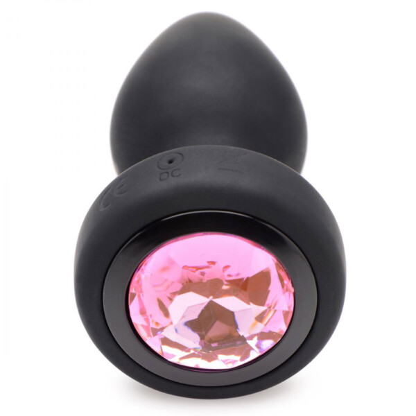 28x silicone vibrating pink gem anal plug with remote small