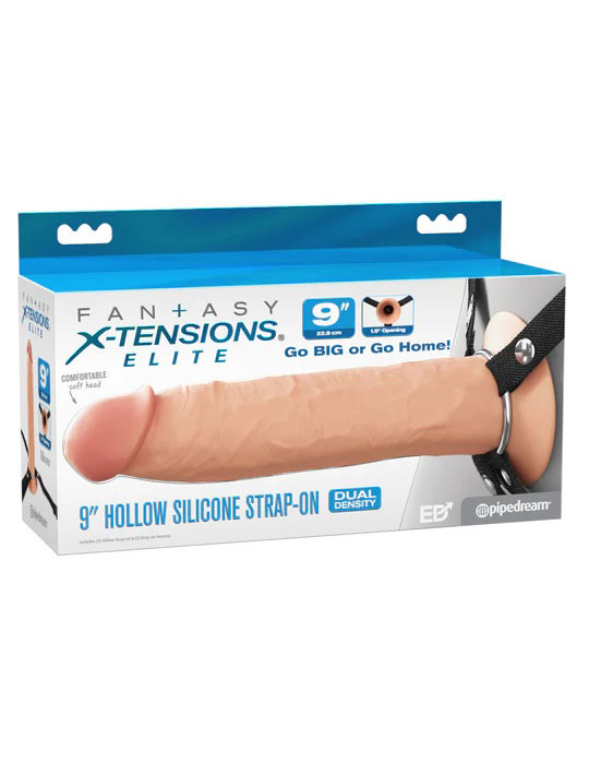 fantasy x tensions elite 9" silicone hollow strap on light