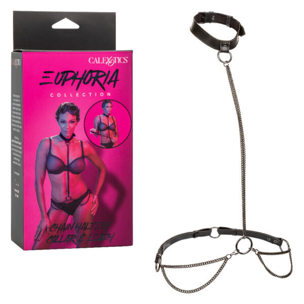 euphoria collection chain halter/collar and leash black euphoria collection chain halter/collar and leash black