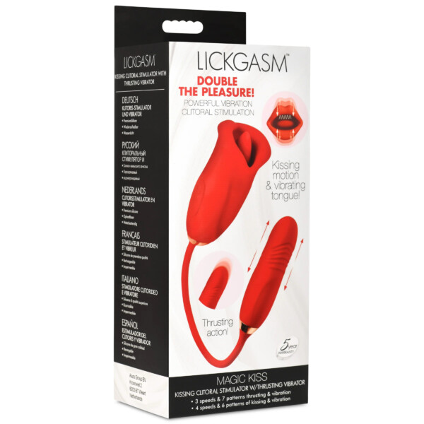 magic kiss kissing clitoral stimulator with thrusting vibrator red