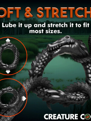 black caiman silicone cock ring black