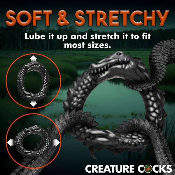black caiman silicone cock ring black black caiman silicone cock ring black