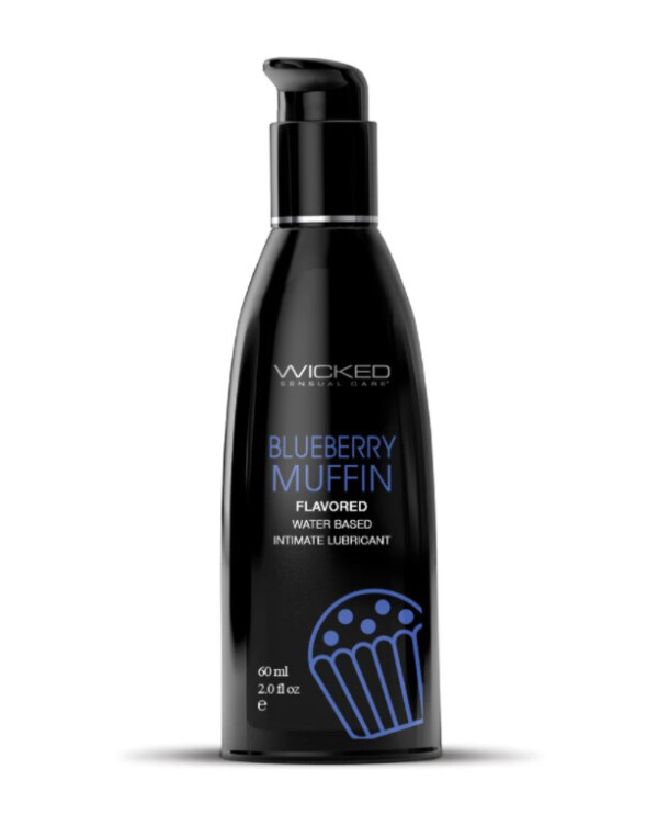 aqua blueberry muffin flavored water based intimate lubricant 2 fl. oz.