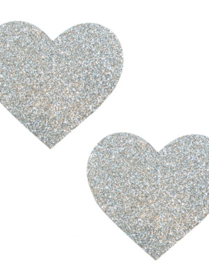 silver pixie dust glitter heart pasties