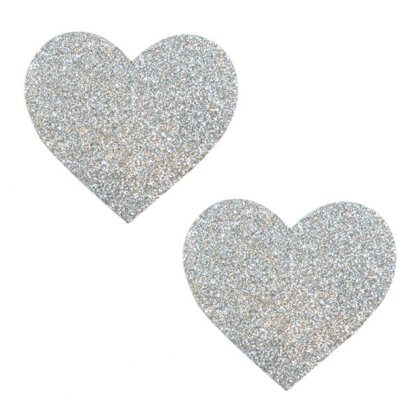 silver pixie dust glitter heart pasties