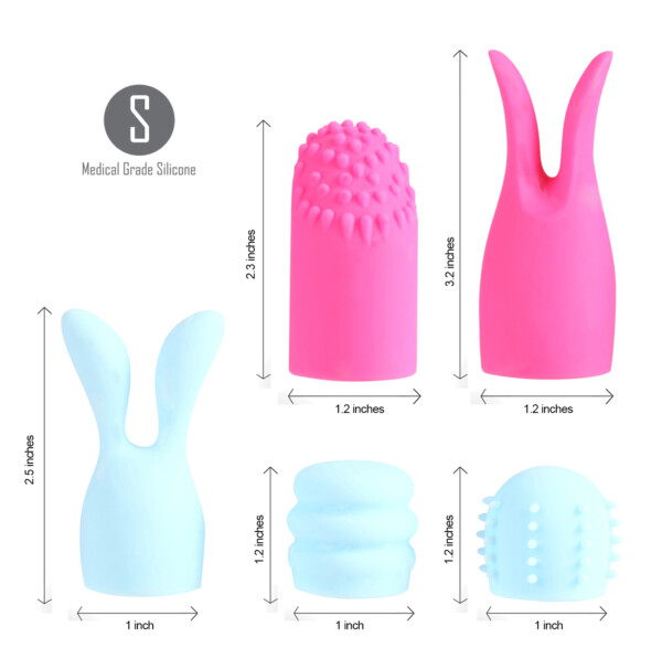 quinn 5 piece silicone attachments pink/blue