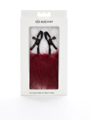 sex and mischief enchanted feather nipple clamps burgundy