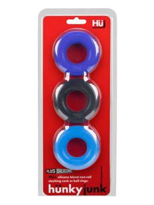 hunkyjunk huj3 c ring 3 pk blue / multi