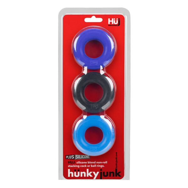 hunkyjunk huj3 c ring 3 pk blue / multi