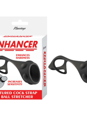 enhancer textured cock strap and ball stretcher black