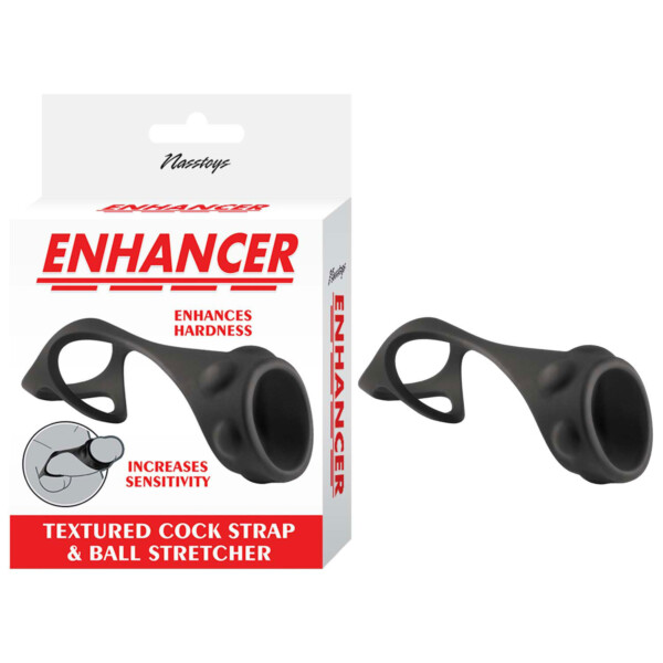 enhancer textured cock strap and ball stretcher black