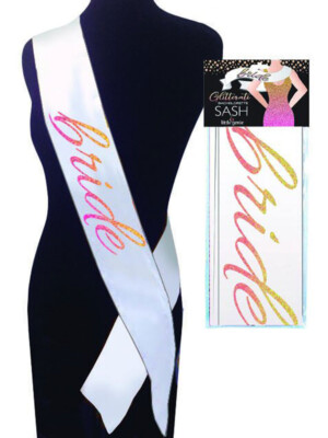 glitterati bride sash white