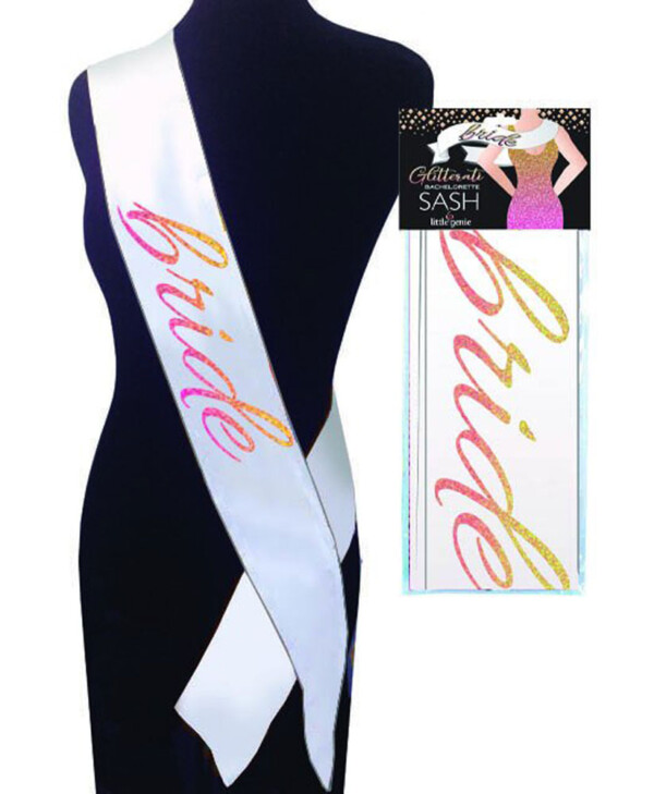 glitterati bride sash white glitterati bride sash white