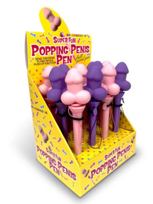 super fun popping penis pen display of 12ct