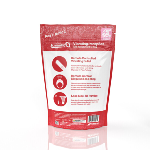 screaming o 4t vibrating panty set with remote control ring red