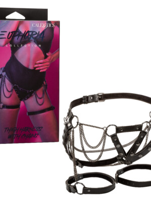 euphoria collection thigh harness with chains black