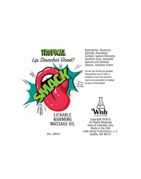 smack warming and lickable massage oil tropical 2 oz