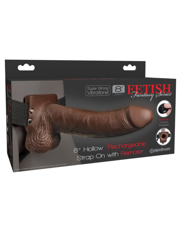 fetish fantasy series 8 inch hollow rechargeable strap on with remote brown fetish fantasy series 8 inch hollow rechargeable strap on with remote brown