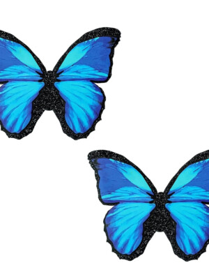 beautiful blue black glitter butterfly nipple cover pasties
