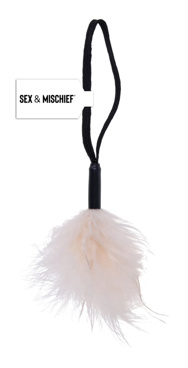white wrist feather tickler