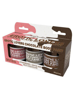 erotic lovers chocolate body paint neapolitan white chocolate, milk chocolate and strawberry (3 pack)