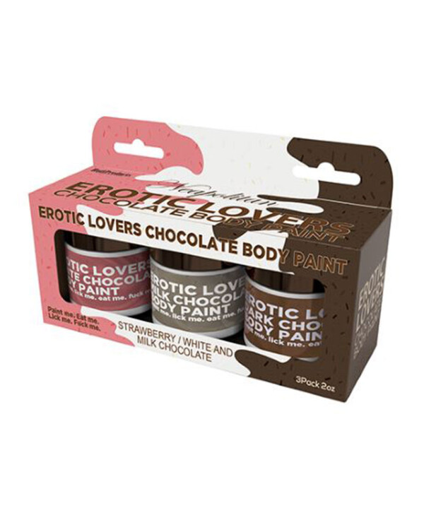 erotic lovers chocolate body paint neapolitan white chocolate, milk chocolate and strawberry (3 pack)
