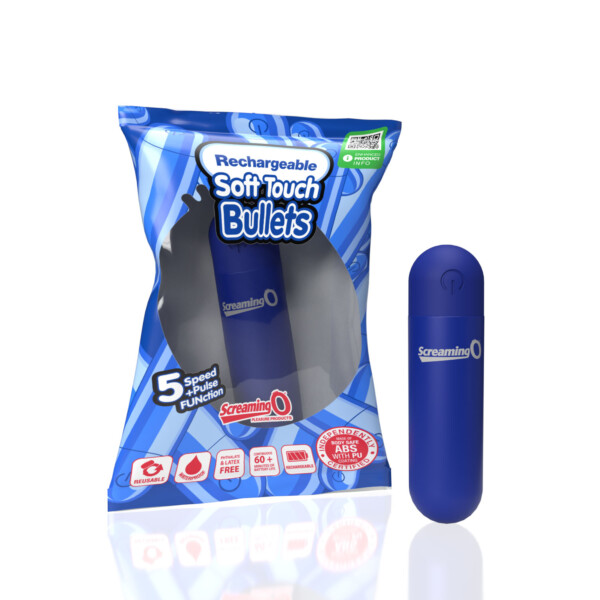 screaming o soft touch rechargeable bullet blue