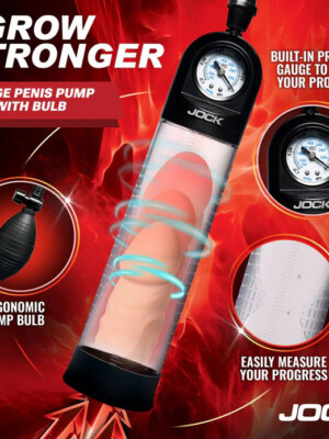 pump up gauge penis pump with bulb clear