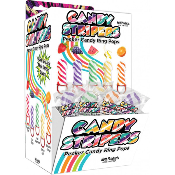 candy stripers pecker candy ring pop 36pc display 5 assorted flavors