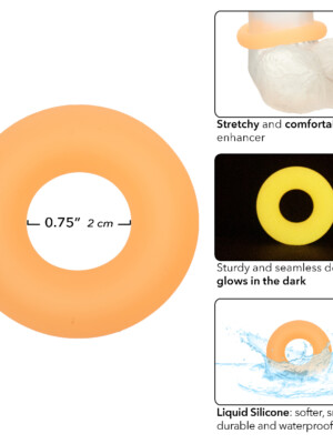 alpha glow in the dark liquid silicone prolong medium ring orange