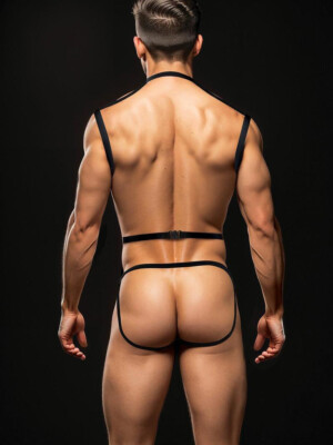 envy 3 pc wet look chest harness large/xlarge black