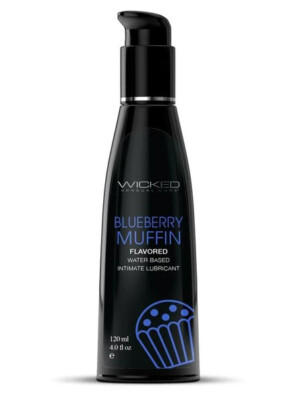 aqua blueberry muffin flavored water based intimate lubricant 4 fl. oz.