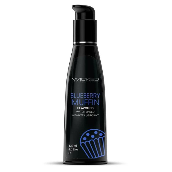 aqua blueberry muffin flavored water based intimate lubricant 4 fl. oz.